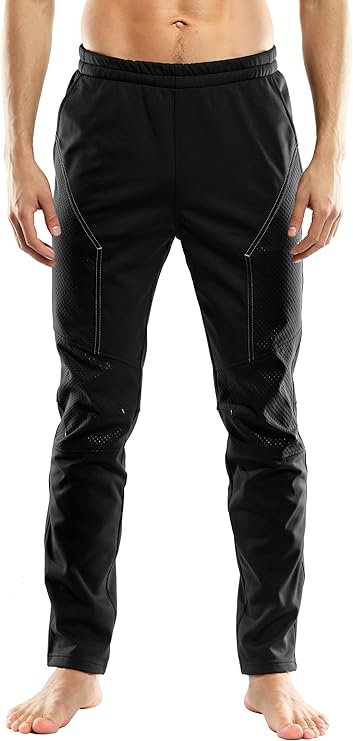 Winter Cycling Pants Men, Windproof Fleece Lined Sweatpants