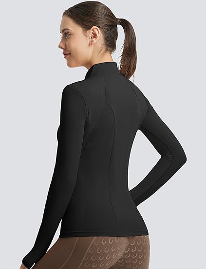 Sports Womens Equestrian Shirts Thumbholes
